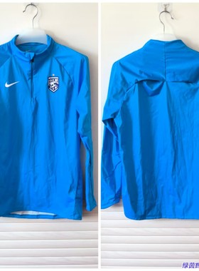 FD3615-406耐克NIKE中超武汉队长袖半拉链鲨鱼皮球员版足球训练服