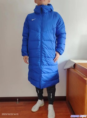 DM0791-497耐克NIKE球员版22赛季中超申花冬季加长连帽羽绒服大衣