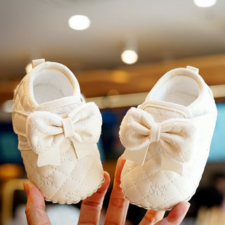 婴儿鞋子秋冬季0-1岁新生儿加绒保暖女宝宝鞋子防滑软底学步棉鞋