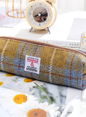 Harris tweed粗花呢布艺笔袋哈里斯笔袋手工收纳大容量简约文具袋