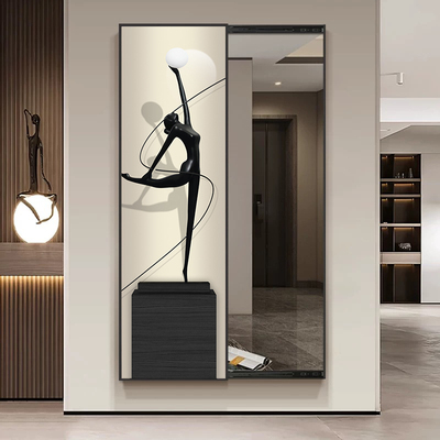 高级感隐藏式推拉全身镜子卧室隐形试衣镜装饰画走廊穿衣镜挂墙画