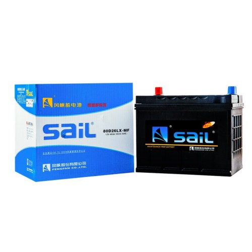 风帆蓄电池80D26适配马六睿翼起亚K5瑞虎3皇冠锐志凯美瑞索纳塔