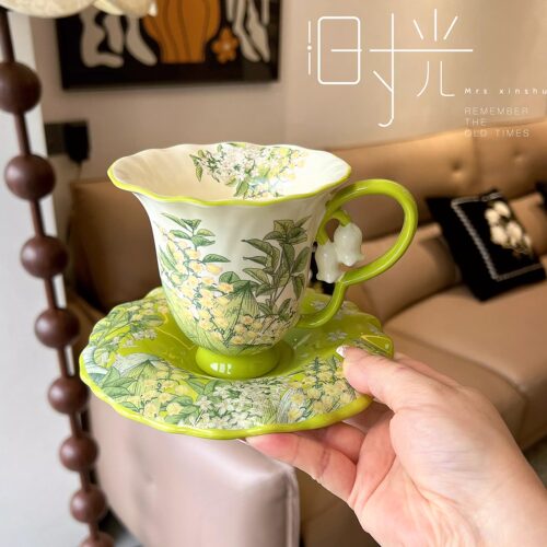 法式复古铃兰陶瓷咖啡杯碟礼物