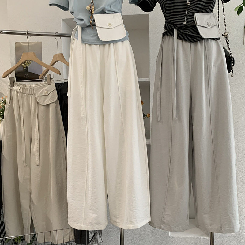 欧玛莱 2026年早春韩版气质百搭松紧腰宽松显瘦休闲裤配腰包 6713