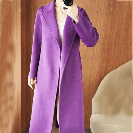 高级感新中式韩系赫本气质千金中长双面羊绒大衣冬厚羊毛呢子外套