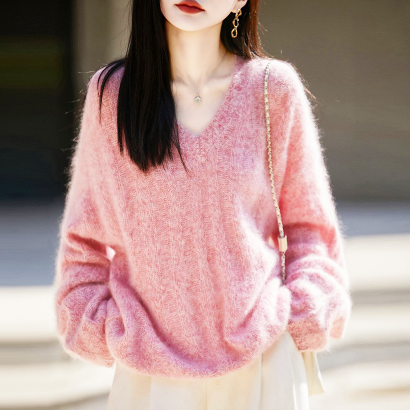 本命年新年过年毛衣打底内搭落肩