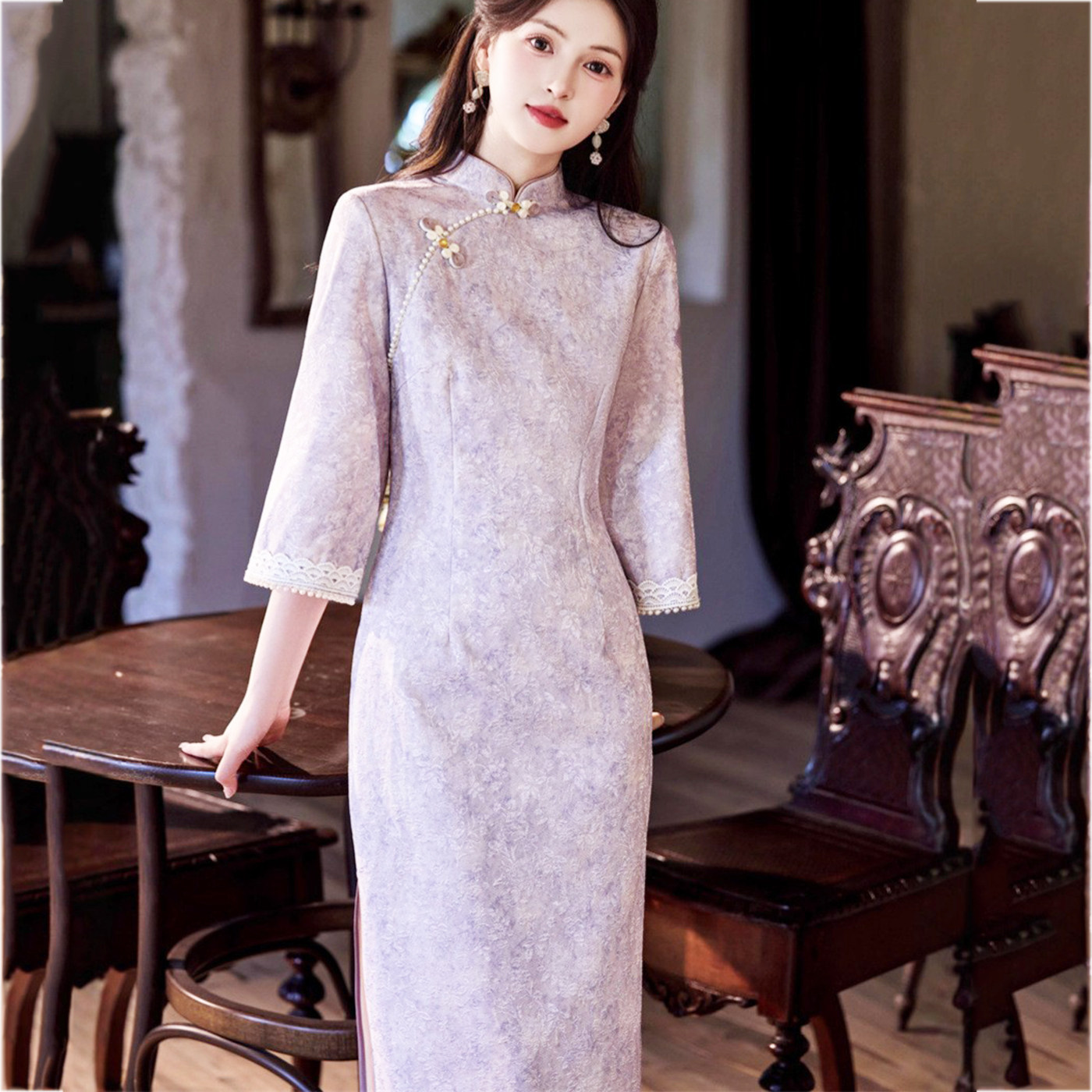 古法民国风新中式气质订婚领证敬酒新娘结婚便装答谢回门出阁旗袍