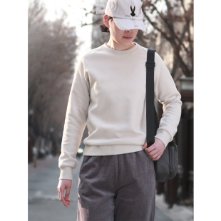 女款 t恤衫 圆领简约宽松休闲运动针织衫 2026初春毛圈卫衣女长袖