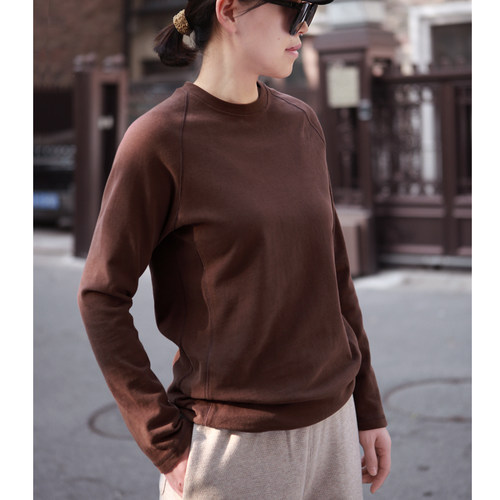 纯棉初春长袖t恤衫女款圆领宽松