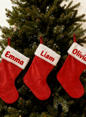 Christmas Gift定制名字儿童圣诞礼物袋圣诞装饰圣诞挂件红色袜子