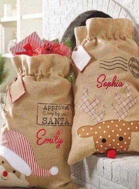 Santa Sack定制名字圣诞老人袋圣诞礼物袋儿童圣诞零食玩具礼物袋