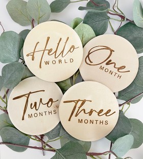 Wooden Monthly Milestone 婴儿出生纪念牌月份木牌宝宝拍照道具