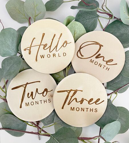 Wooden Monthly Milestone 婴儿出生纪念牌月份木牌宝宝拍照道具