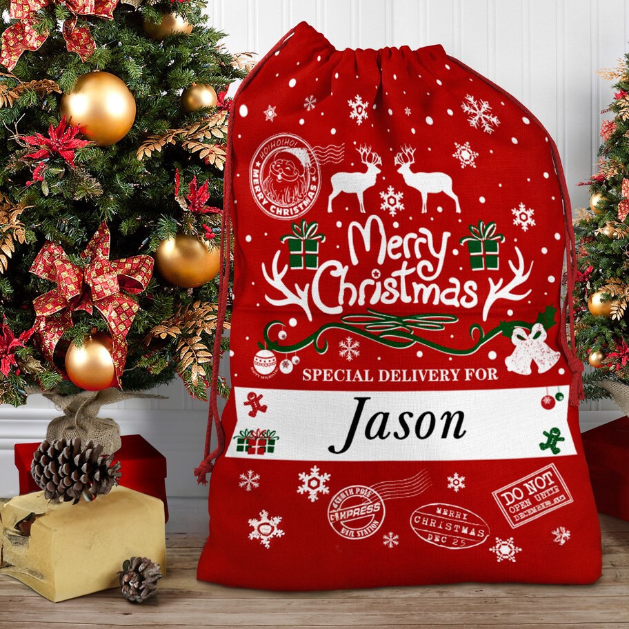 Personalized Santa Sack 定制名字超大号圣诞老人礼物袋圣诞装饰