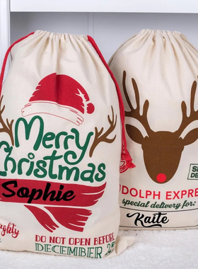 Personalized Santa Sack 定制名字圣诞老人袋家庭圣诞礼物袋装饰