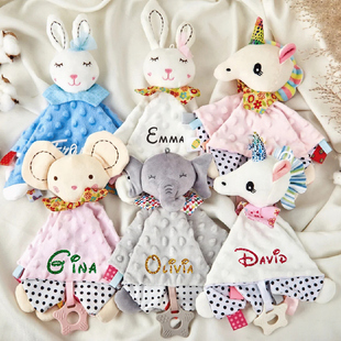Baby ShowerGifts定制名字宝宝礼物新生儿安抚巾婴儿玩具娃娃玩偶