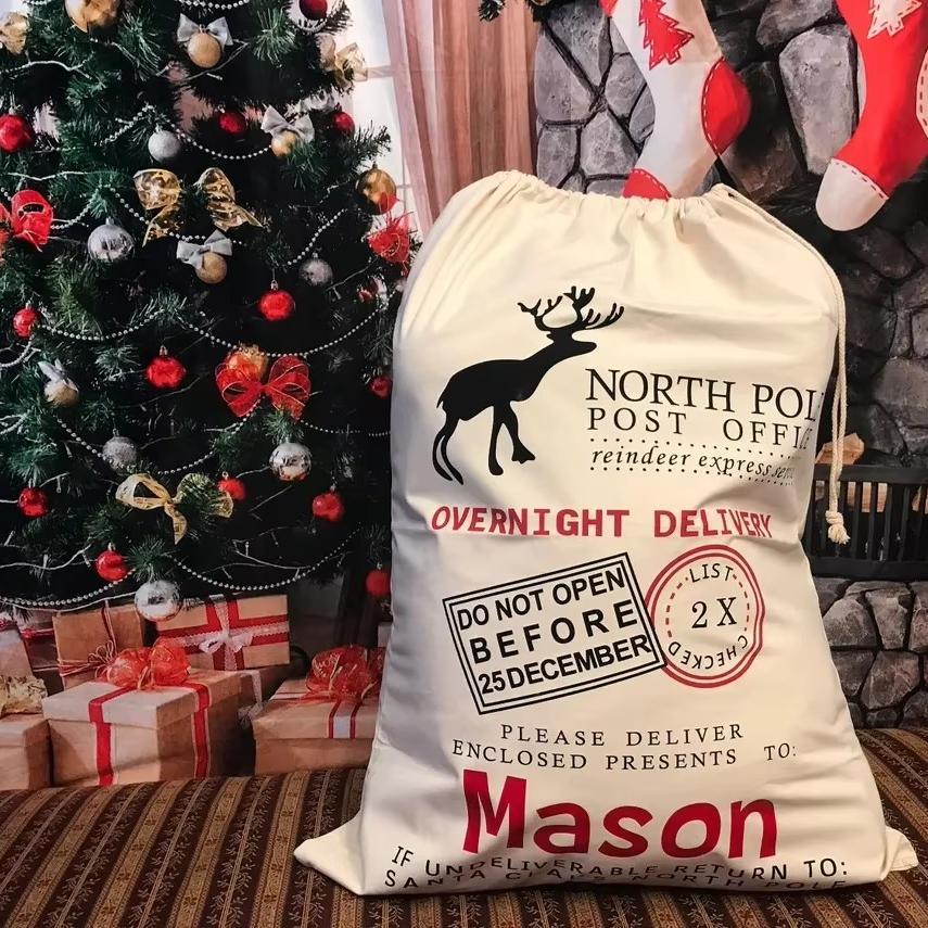 定制名字圣诞礼物袋大Custom