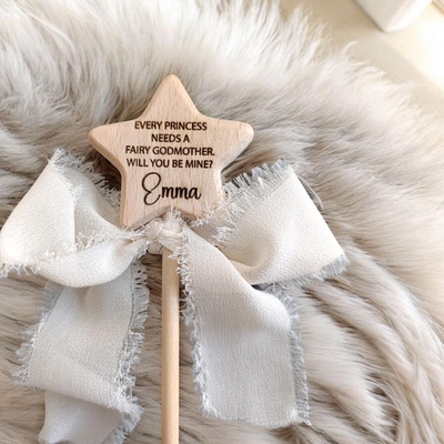 Wooden Star Wand定制木质魔法棒仙女教母礼物花童伴娘仙女魔法棒