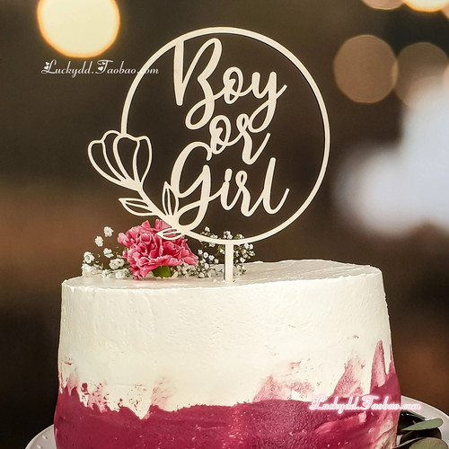 Gender Reveal Cake Topper 宝宝性别揭示蛋糕插牌 Boy or Girl