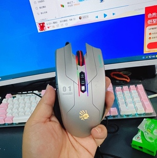 双飞燕q81升级版血手幽灵电竞游戏黑色鼠标Bloody网咖游戏银色