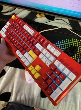 正品达尔优ck520电竞游戏有线机械键盘红色侧RGB灯带青轴光轴键盘