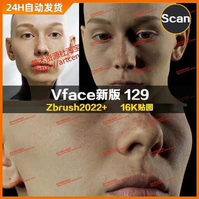 XYZ/Vface新版ZBrush写实高清扫描模型头16K皮肤贴图Yana129