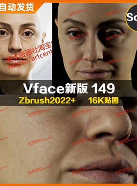 XYZ/Vface新版ZBrush写实高清扫描模型头16K皮肤贴图Narie149