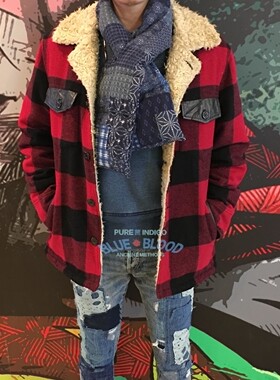 blood纯手工天然靛青围巾