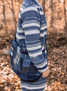 BLUE BLOOD纯手工天然蓝染古布 襤褸信使包 MESSENGER BAG