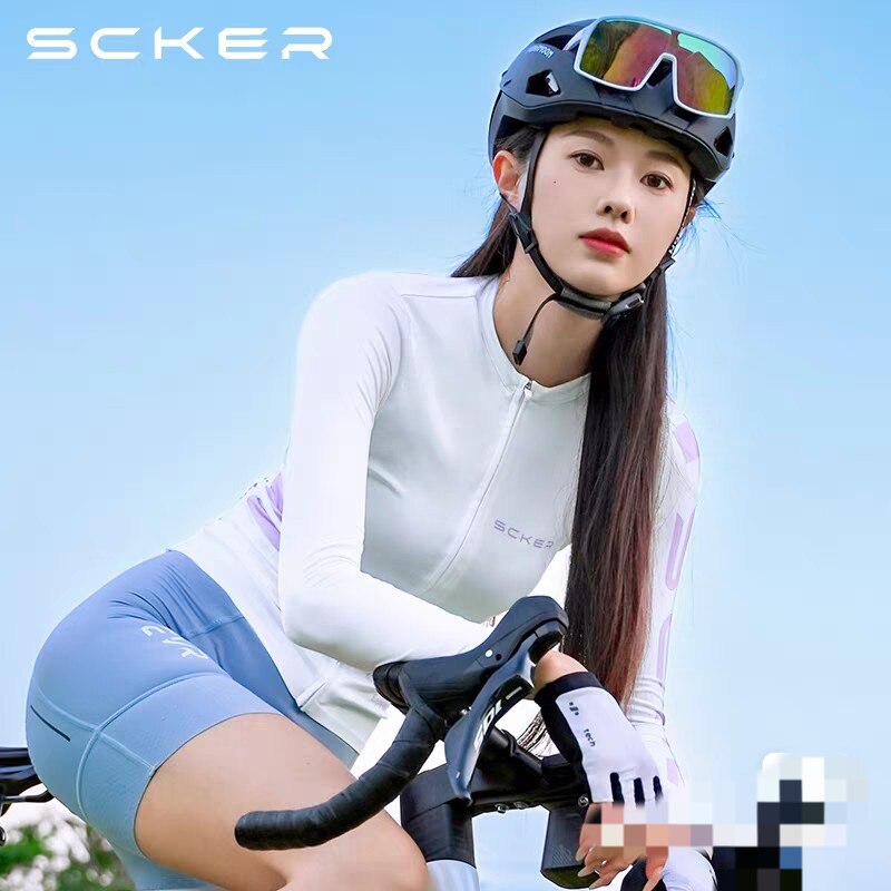 e35斯格瑞速干无痕修身款夏季凉感防晒长袖骑行服女款长袖骑行服
