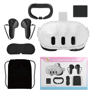 适用JYS Meta quest3 VR头盔保护壳VR镜头保护盖+手柄硅胶套+面罩