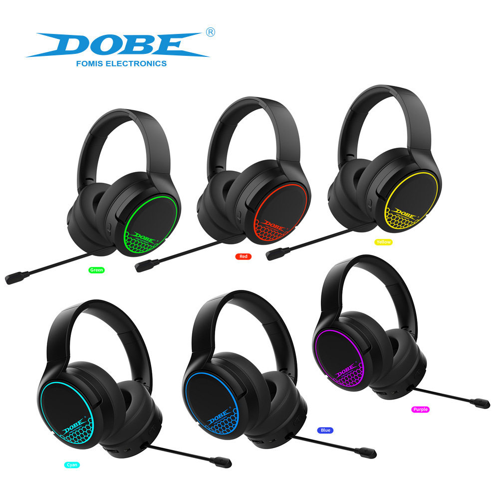 PS5无线2.4G头戴游戏耳机带麦克风PS4/Switch/PC蓝牙耳机带RGB灯