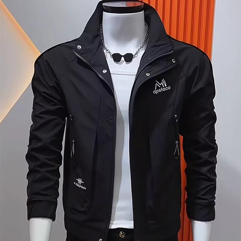 新款男士夹克外套春秋季时尚韩版修身高级感拼色休闲帅气百搭上衣