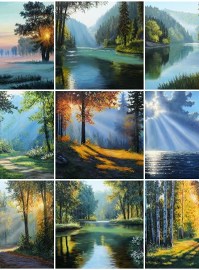 50*70cm 手绘 写实油画 丙烯画  山水 风景 高端油画 LJL涂