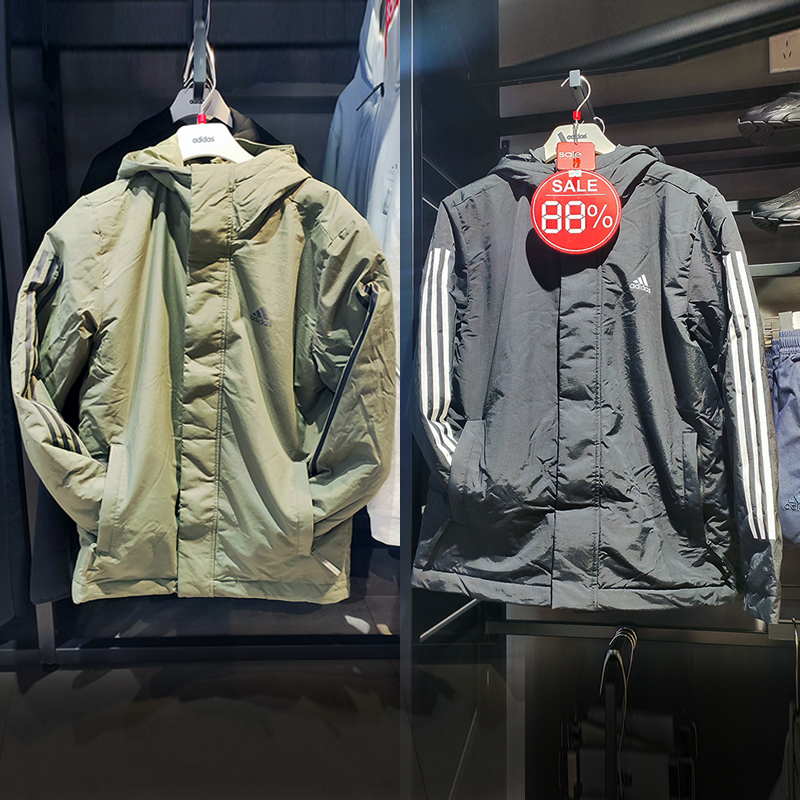 Adidas阿迪达斯男女同款运动服棉衣三条纹休闲外套IV9230 IX8884