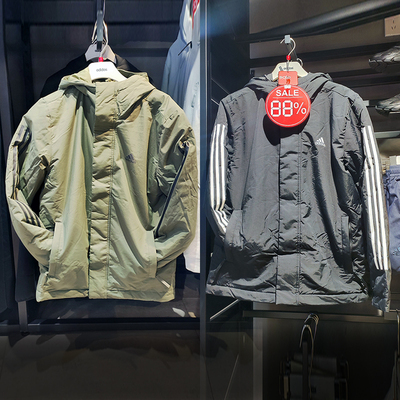 Adidas阿迪达斯男女同款运动服棉衣三条纹休闲外套IV9230 IX8884