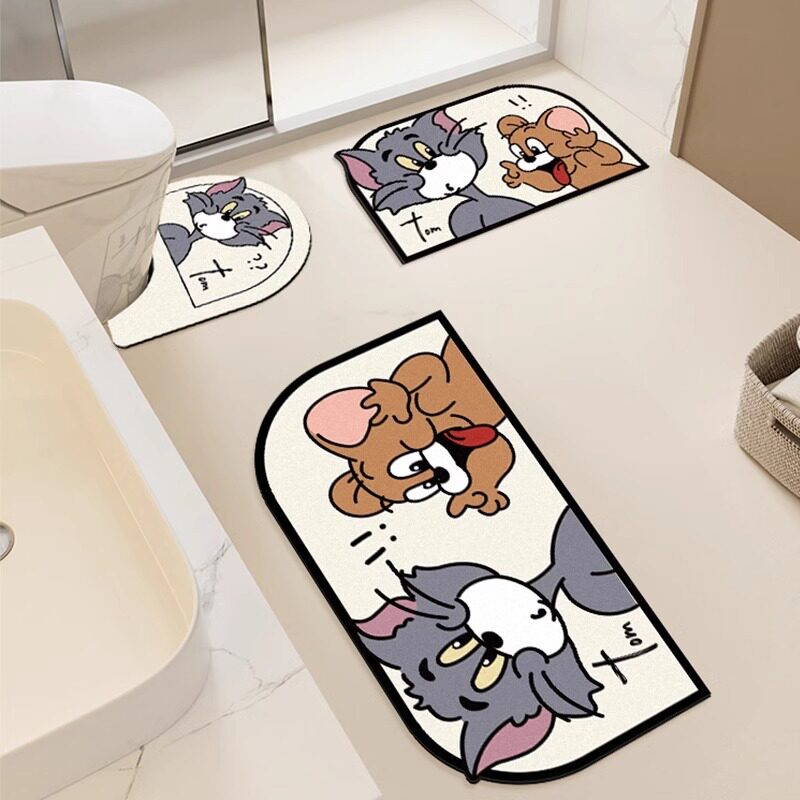 猫和老鼠浴室吸水地垫厕所马桶U型垫子卫生间门口洗漱台防滑脚垫