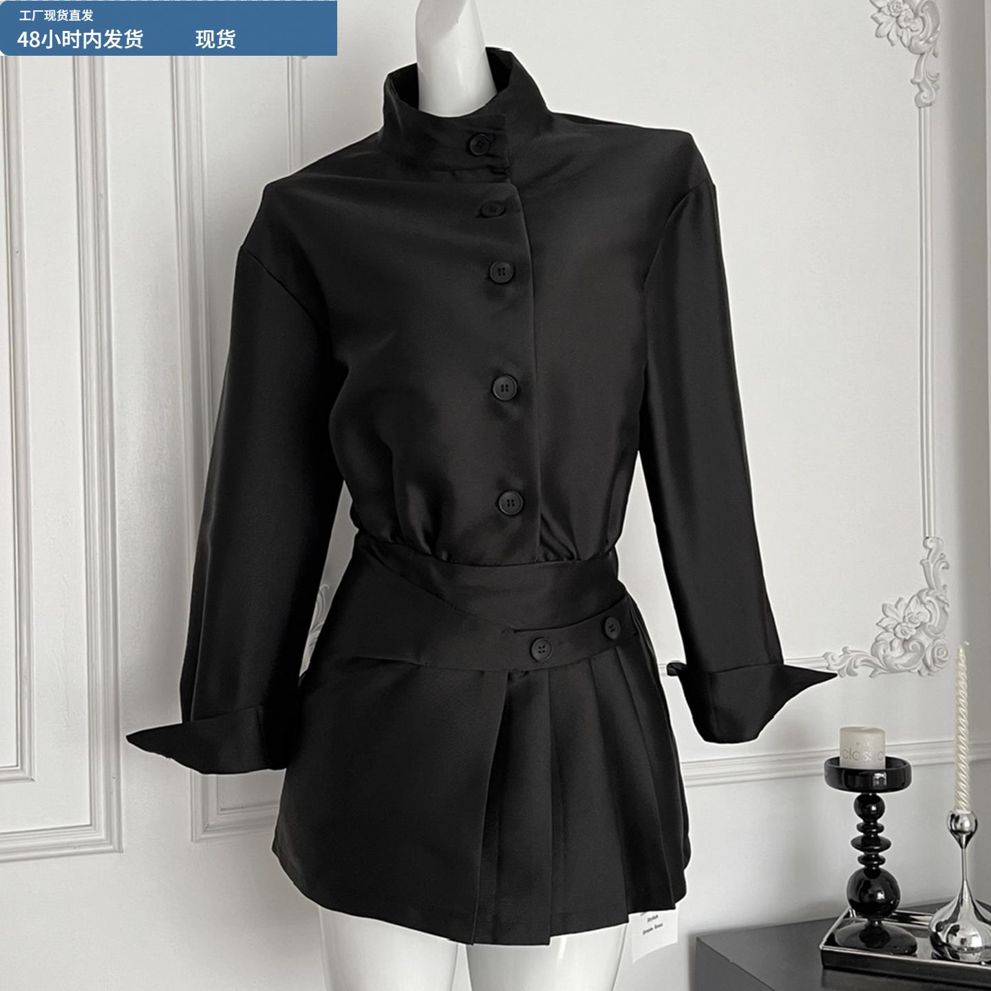 黑色西装连衣裙秋季女装2025新款爆款高级感御姐穿搭a字衬衫短裙