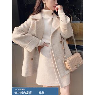 大码胖mm高级感小香风外套穿搭一整套女秋冬装显瘦时髦两件套装裙