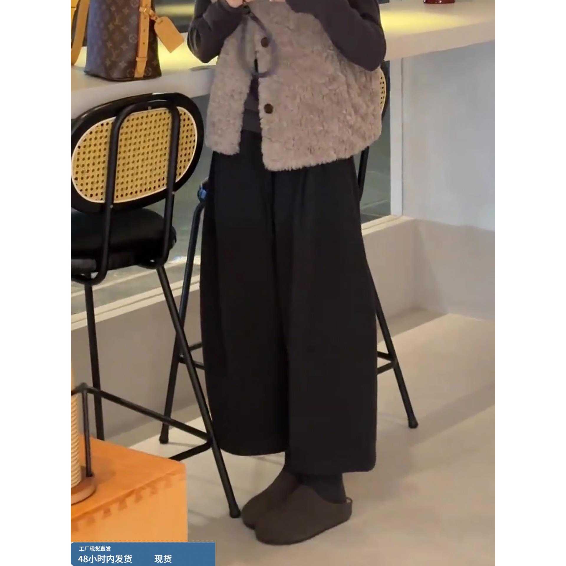 休闲裤女2025秋冬款巨好看简约气质高级感宽松毛呢九分气球奶奶裤