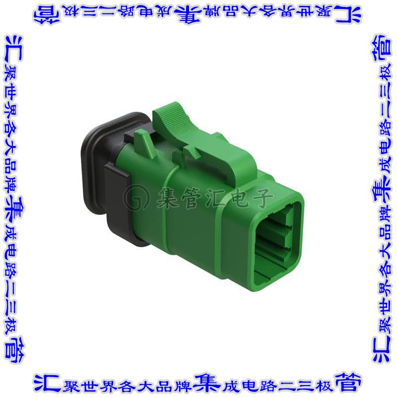 ATM06-6S-SR01GN 矩形连接器外壳6POS插头3排母形插口绿色自由悬