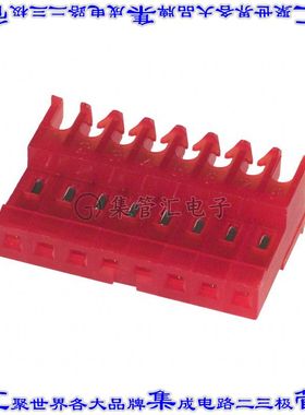 3-641653-8 矩形连接器8POS插座2.54mm母插口红色IDC锡自由悬挂直