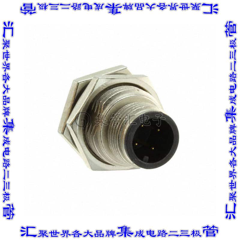 M12A-04PMMS-SF8001 圆形连接器4POS插头公引脚焊杯镀金面板安装