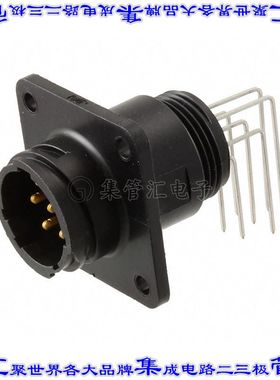 796435-1 圆形连接器7POS插座公形引脚焊接镀金面板安装通孔直角