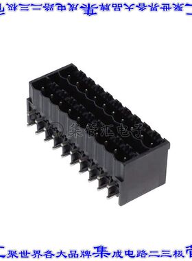1734355 端子块连接器20POS接头公引脚带罩2排5mm黑色90DEG通孔