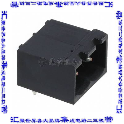 796639-2 端子块连接器2POS接头公引脚带罩5.08mm黑色90DEG通孔