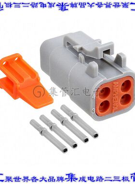 ATM06-4S-KIT01 矩形连接器4POS插头2排母插口灰色压接自由悬挂