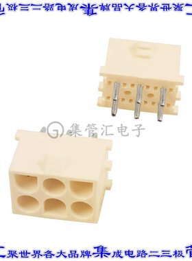 350431-1 针座连接器6POS接头3排6.35mm公形插针通孔直针锡