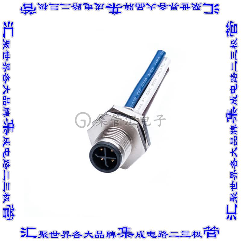 M12S-04PMMS-SH8B15 圆形连接器4POS插头公引脚导线引线镀金面板