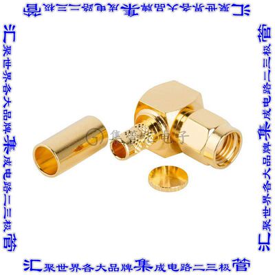 132235RP 同轴连接器RP-SMA插头母形插口焊接50欧姆自由悬挂直角